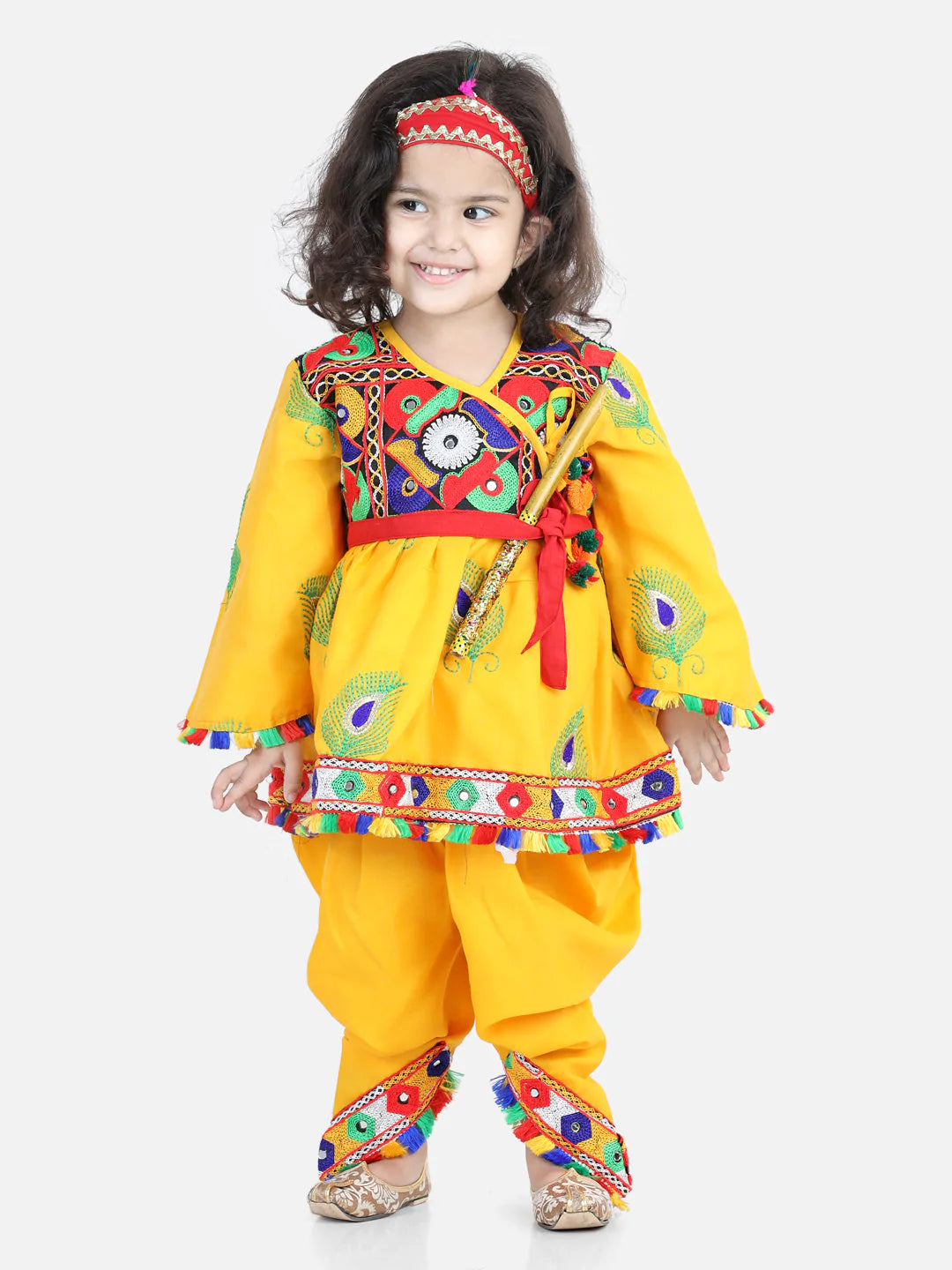 NOZ2TOZ Yellow Color Embroidered Dhoti Top Radha Dress For Girls - Distacart