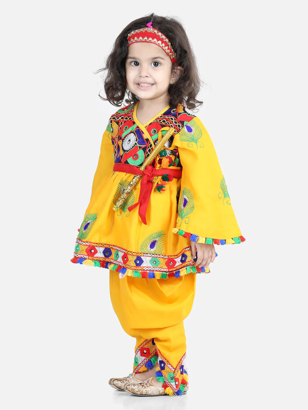 NOZ2TOZ Yellow Color Embroidered Dhoti Top Radha Dress For Girls - Distacart