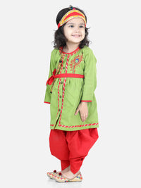 Thumbnail for NOZ2TOZ Green Color Cotton Embroidery Radha Top Dhoti with Mukut Sets For Girls - Distacart