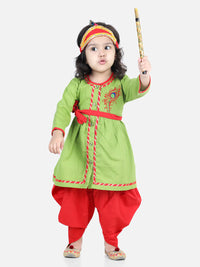 Thumbnail for NOZ2TOZ Green Color Cotton Embroidery Radha Top Dhoti with Mukut Sets For Girls - Distacart