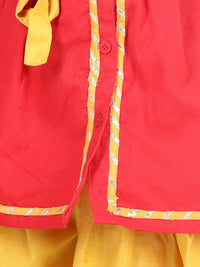 Thumbnail for NOZ2TOZ Red Color Cotton Embroidery Radha Top Dhoti with Mukut Sets For Girls - Distacart