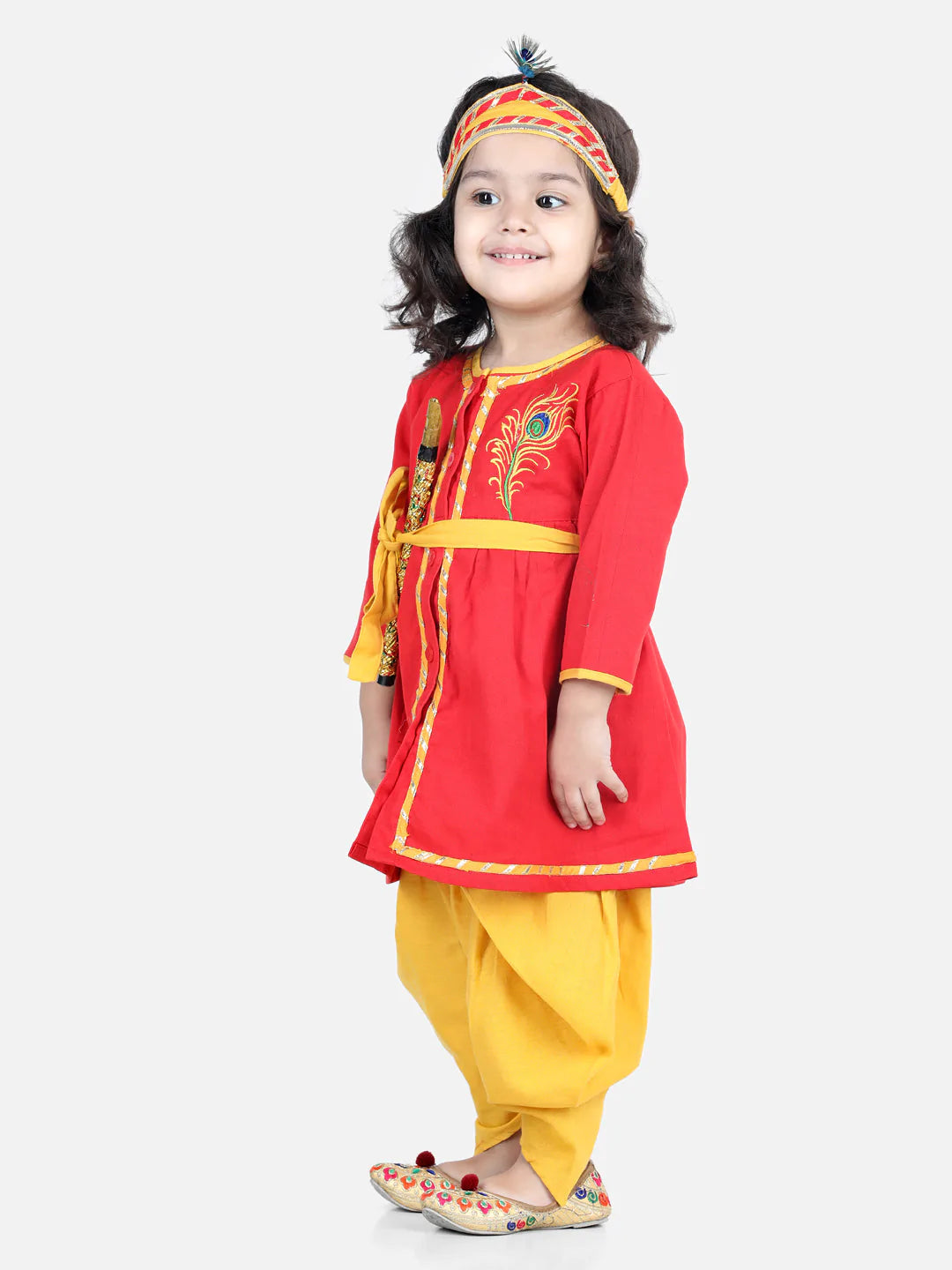 NOZ2TOZ Red Color Cotton Embroidery Radha Top Dhoti with Mukut Sets For Girls - Distacart