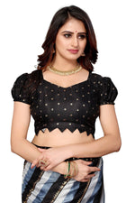 Thumbnail for Vamika Ethnic Fire Black Foil Print Art Silk Saree - Distacart