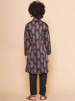Thumbnail for Boys Black Printed Kurta with Pyjamas for Kids - Bhama - Distacart