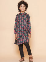 Thumbnail for Boys Black Printed Kurta with Pyjamas for Kids - Bhama - Distacart