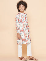 Thumbnail for Boys Off-White Multi Printed Kurta with Pyjamas for Kids - Bhama - Distacart