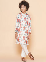 Thumbnail for Boys Off-White Multi Printed Kurta with Pyjamas for Kids - Bhama - Distacart