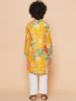 Thumbnail for Boys Yellow Printed Kurta with Pyjamas for Kids - Bhama - Distacart