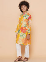 Thumbnail for Boys Yellow Printed Kurta with Pyjamas for Kids - Bhama - Distacart