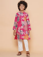 Thumbnail for Boys Pink Printed Kurta with Pyjamas for Kids - Bhama - Distacart
