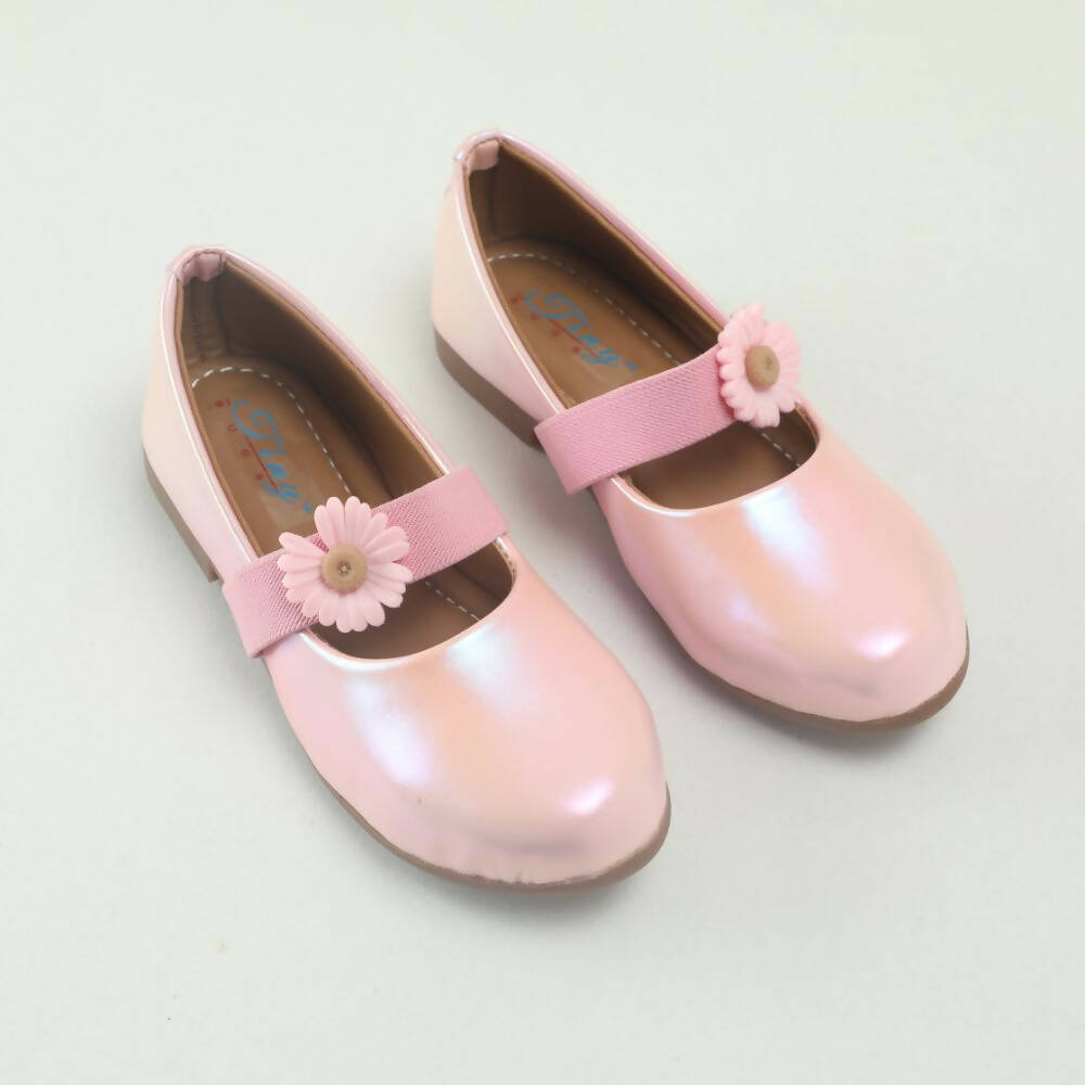 Tiny Bugs Girls Flower Embellished Ballerinas - Pink - Distacart