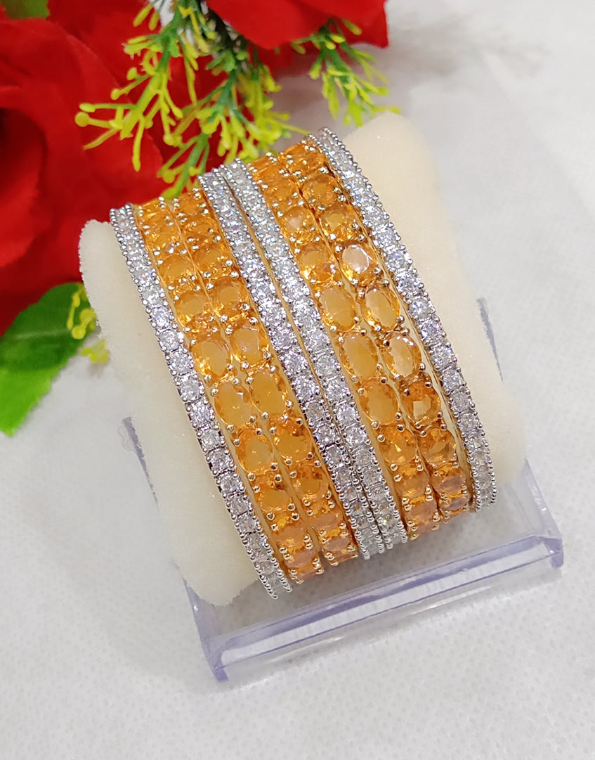 Gold-Plated Alloy Designer Yellow Combo Of Ad Bangles - The Pari - Distacart