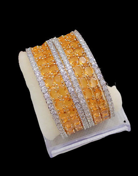 Gold-Plated Alloy Designer Yellow Combo Of Ad Bangles - The Pari - Distacart
