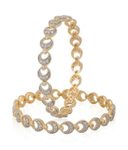 Gold-Plated Alloy Designer American Diamond Bangle Set - The Pari - Distacart