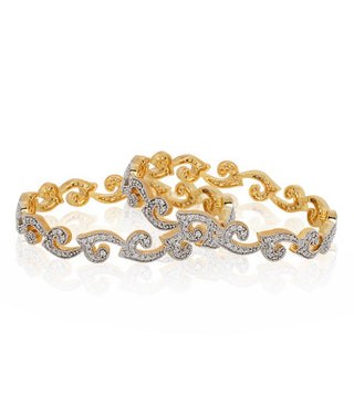 Gold-Plated Alloy Intricate Work American Diamond Bangle Set - The Pari - Distacart