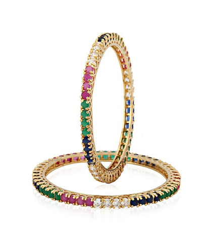 Gold-Plated Alloy Set Of 2 Multicolou Ad Bangles - The Pari - Distacart