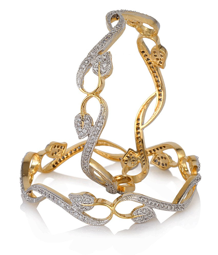 Gold-Plated Alloy Designer American Diamond Bangle Set - The Pari - Distacart