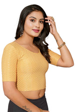 Thumbnail for Malishka Women's Lycra Readymade Blouse Combo Pack - Beige & Navy - Distacart