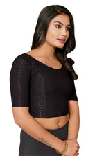 Thumbnail for Malishka Women's Lycra Readymade Blouse Combo Pack - Black & Navy - Distacart