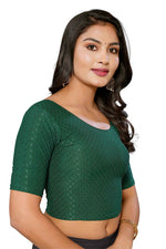 Thumbnail for Malishka Women's Lycra Readymade Blouse Combo Pack - Dark Green & Grey - Distacart