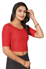 Thumbnail for Malishka Women's Lycra Readymade Blouse Combo Pack - Red & Dark Green - Distacart