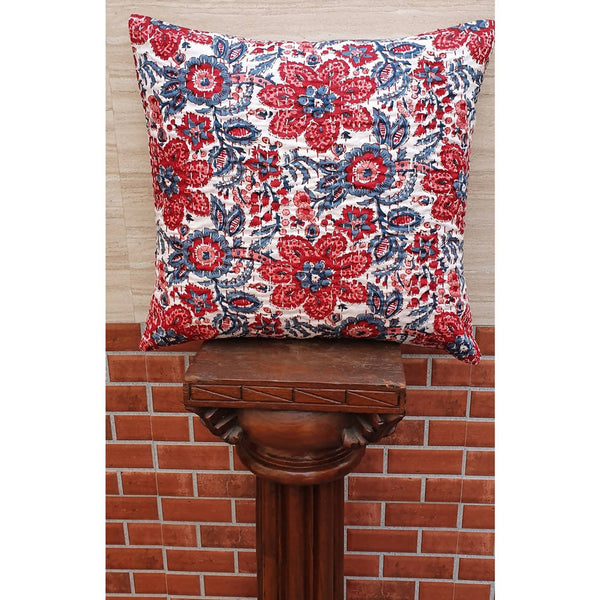 The Decor Nook Red And Blue Floral Print Cushion Cover - Distacart