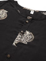 Thumbnail for Yufta Women Black & Cream-Coloured Screen Printed Kurta with Trouser
