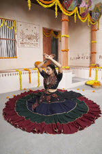 Thumbnail for Multi Color Viscose Rayon Thread Embroidery with mirror work Navratri Lehenga Choli with Dupatta - Raas - Distacart