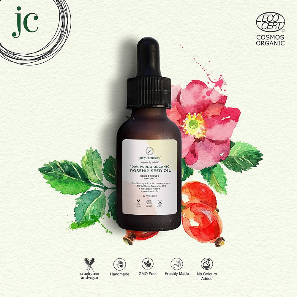 Juicy Chemistry Pure & Organic Rosehip Seed Oil For Cold Pressed Carrier Oil - Distacart