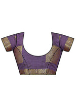 Thumbnail for Mimosa Women's Kanchipuram Tussar Silk Purple Saree - Distacart