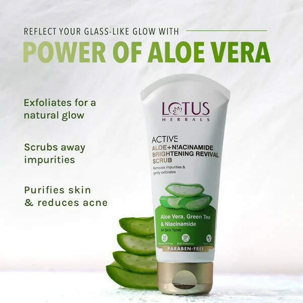 Lotus Herbals Active Aloe + Niacinamide Brightening Revival Scrub - Distacart