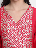 Thumbnail for Janasya Pink Kurti with Trousers & Dupatta - Distacart