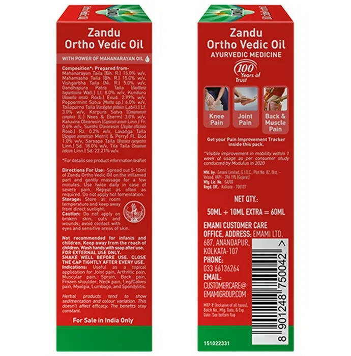 Zandu Ortho Vedic Knee & Joint Pain Oil - Distacart