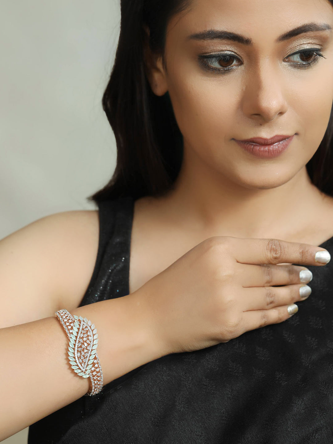 Buy New Premium Quality Fancy Designer Rose Gold American Diamond Gents Bracelet  Online From Wholesale Salwar.