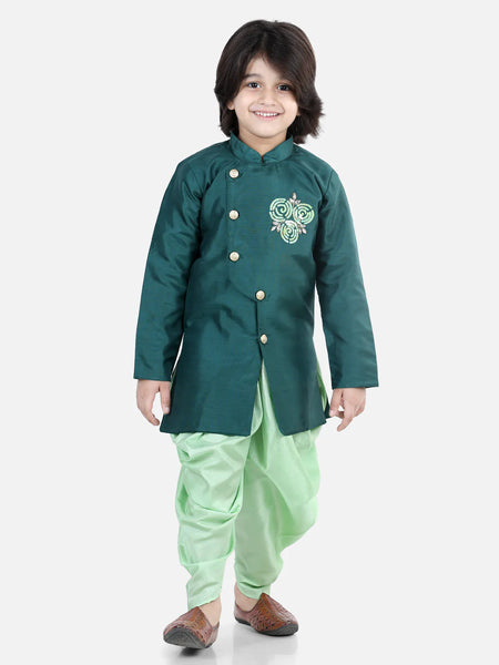 NOZ2TOZ Green Color Hand Embroidered Kurta Dhoti For Boys - Distacart