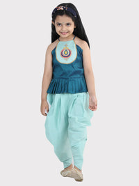 Thumbnail for NOZ2TOZ Blue Color Hand Embroidered Grecian Neck Top Dhoti For Girls - Distacart