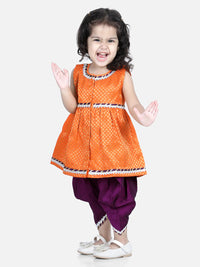 Thumbnail for NOZ2TOZ Orange Color Jacquard Top with Dhoti For Girls - Distacart