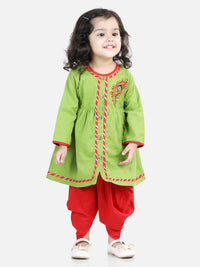 Thumbnail for NOZ2TOZ Red Color Cotton Embroidery Top Dhoti For Girls - Distacart