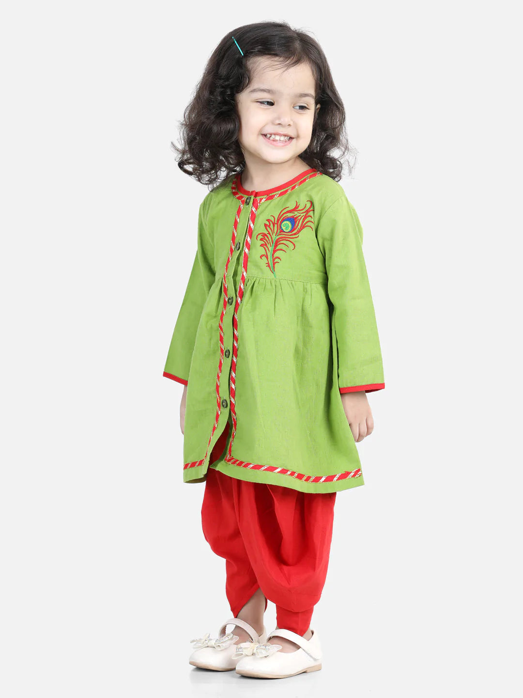 NOZ2TOZ Red Color Cotton Embroidery Top Dhoti For Girls - Distacart