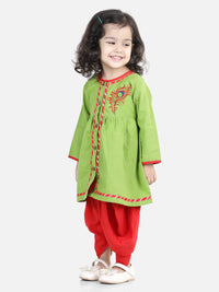 Thumbnail for NOZ2TOZ Red Color Cotton Embroidery Top Dhoti For Girls - Distacart