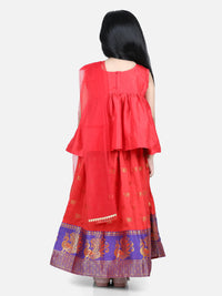 Thumbnail for NOZ2TOZ Red Color Jacquard Lehenga with Flared Choli with Dupatta For Girls - Distacart