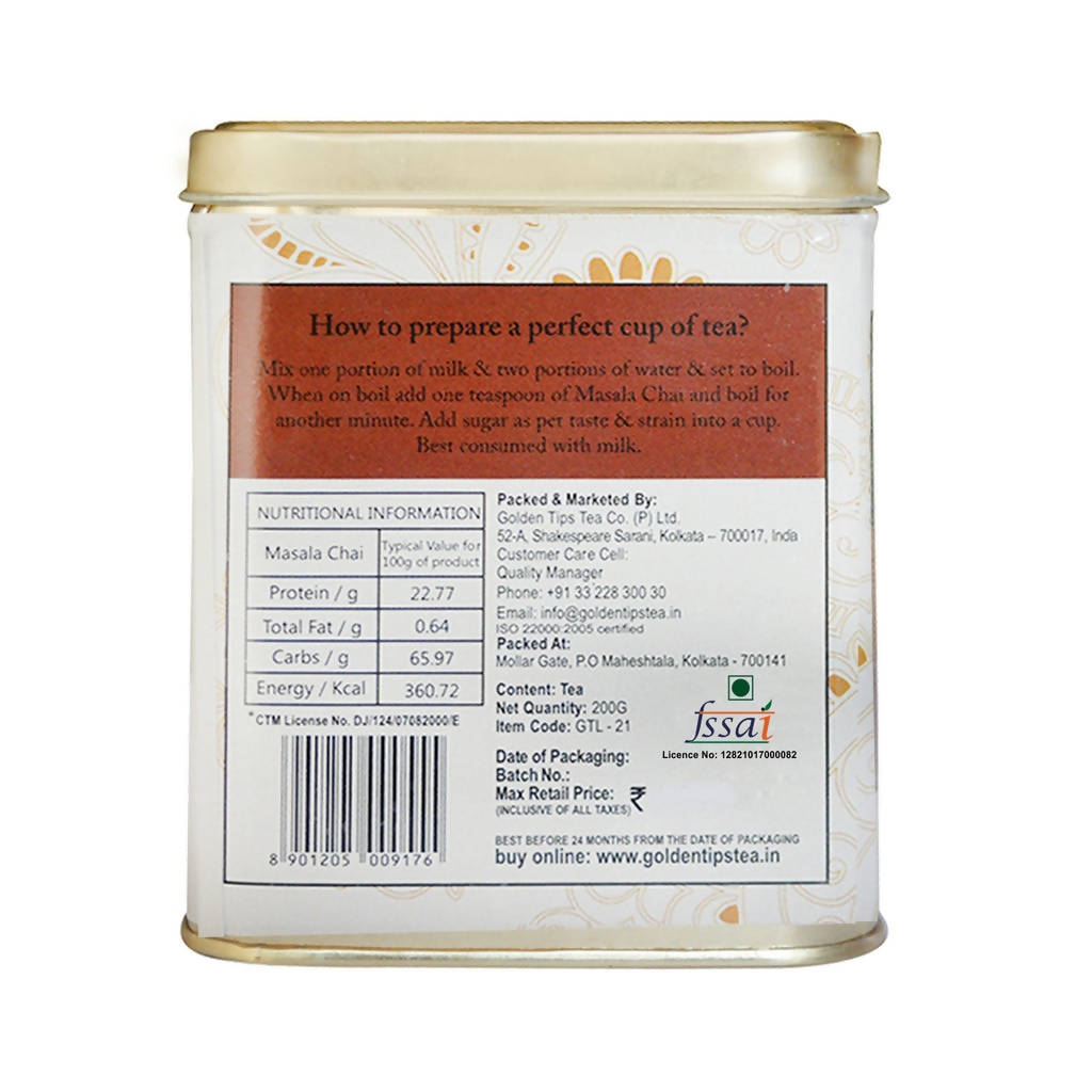 Golden Tips Masala Chai - Tin Can - Distacart