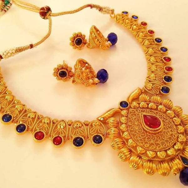 Pink & Blue Kemp Bridal Necklace Set