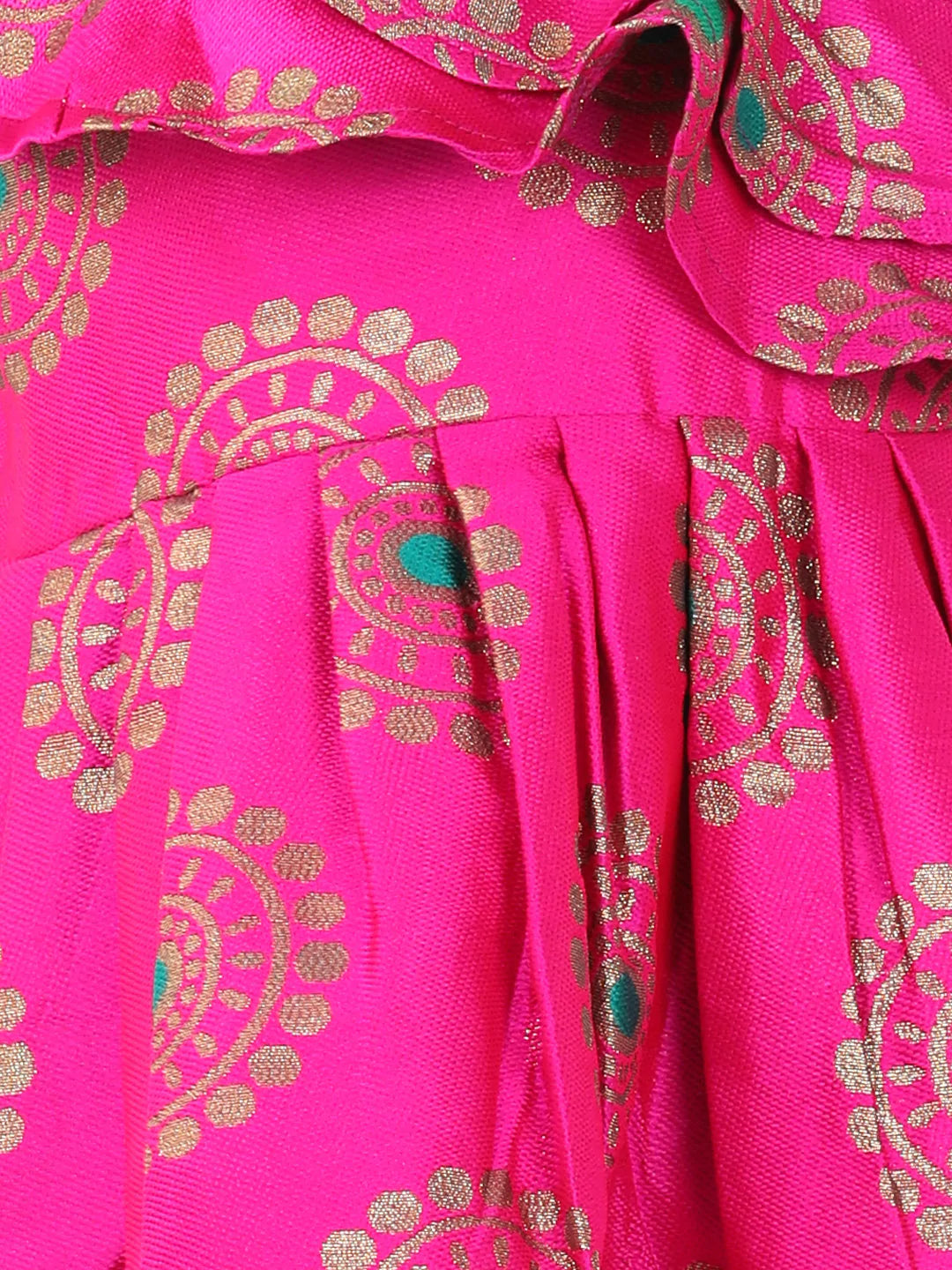 NOZ2TOZ Pink Color One Shoulder Frill Jacquard Frock Party Dress For Girls - Distacart
