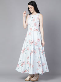 Thumbnail for NOZ2TOZ Women Blue Floral Printed Sleevless Maxi Dress - Distacart