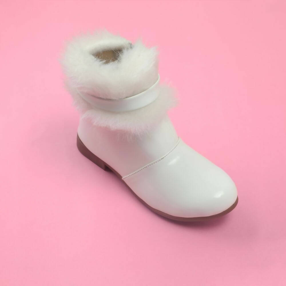 Tiny Bugs Girls Faux Fur Detail Winter Boots - White - Distacart