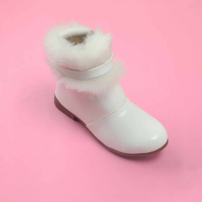 Tiny Bugs Girls Faux Fur Detail Winter Boots - White - Distacart