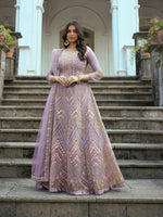 Thumbnail for Lavender Butterfly Net Anarkali Embroidered Kurta Set - Aadishri - Distacart