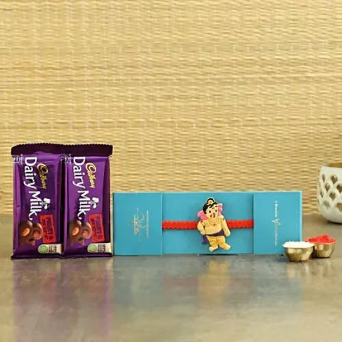Bal Ganesha Rakhi & Milk Fruit N Nut Chocolates - Distacart