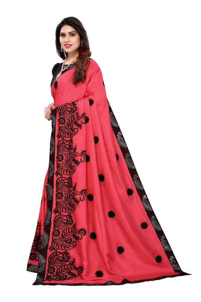 Vamika Pink Dola Silk Embroidery Saree